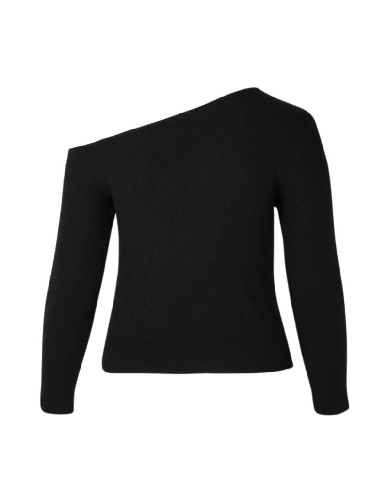 Front of a size 1X Scene Sweater Rib Top in Black by LNA. | dia_product_style_image_id:254104
